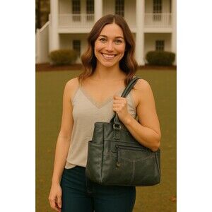 Croft & Barrow Gray Shoulder Handbag Faux Leather Man Made Synthetic Material